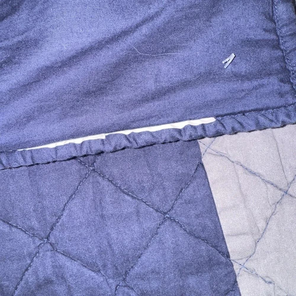 Pottery Barn Kids Orange Blue Gray Block Stripe Quilt Comforter Sham Twin XL Ful